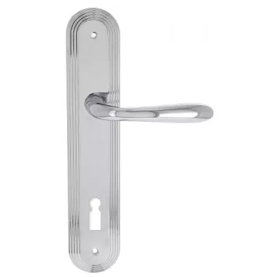 Дверная ручка Extreza ALDO (Альдо) 331 на планке PL05 полированный хром F04 под кабинетный ключ KEY