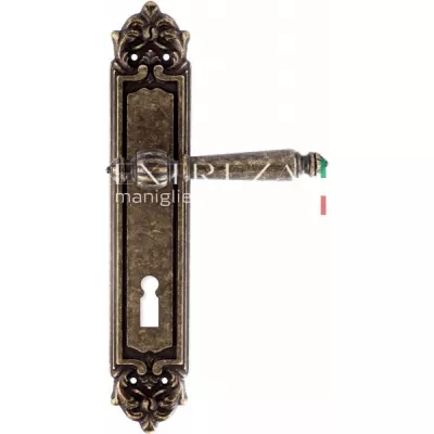 Дверная ручка Extreza DANIEL (Даниел) 308 на планке PL02 античная бронза F23 Key