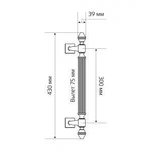 Дверная ручка скоба IMPERO (Имперо) 430 мм (300 мм) античная бронза F23