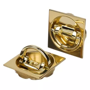 Ручка купе для раздвижной двери Hi-tech P406 на квадратном основании, цвет полированная латунь F01