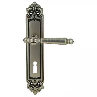 Дверная ручка Extreza DANIEL (Даниел) 308 на планке PL02 KEY старинное серебро матовое F64