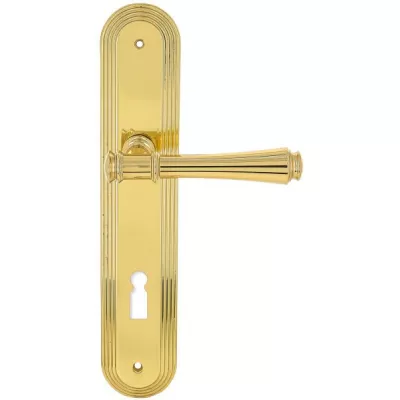 Дверная ручка Extreza PIERO (Пиеро) 326 на планке PL05 KEY полированная латунь F01