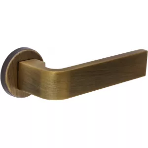 Дверная ручка Hi-tech SLIM SOUND (Саунд) 106 на круглой розетке R12 матовая бронза F03