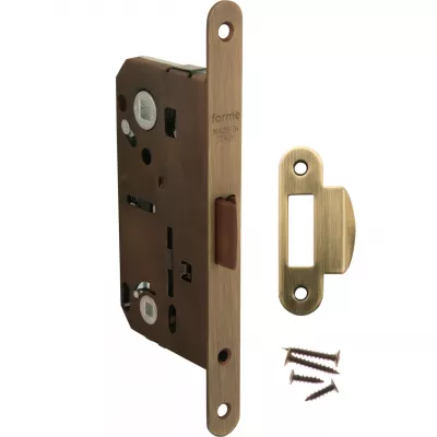 Механизмы FORME Замок врезной MECCANICO F120.12.33 Wc-95mm сантехнический с ответной планкой и шурупами, МАТОВАЯ БРОНЗА