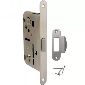 Замок врезной MECCANICO F120.12.51 Wc-95mm сантехнический с ответной планкой и шурупами, МАТОВЫЙ ХРОМ