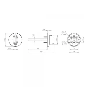 Ручка поворотная BKW8x75.R.RLR52 GR-23 графит