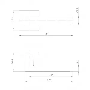 Ручка раздельная K.RL52.TETRAGON BL-24 черный квадрат 8х170 мм
