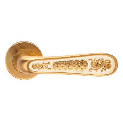 Ручки дверные на круглой розетке GENESIS эмаль ALIVIO S. GOLD, Цвет Золото матовое
