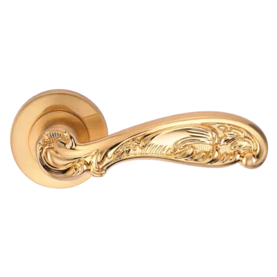 Ручки дверные на круглой розетке GENESIS FLOR S. GOLD (20G), Цвет Золото матовое
