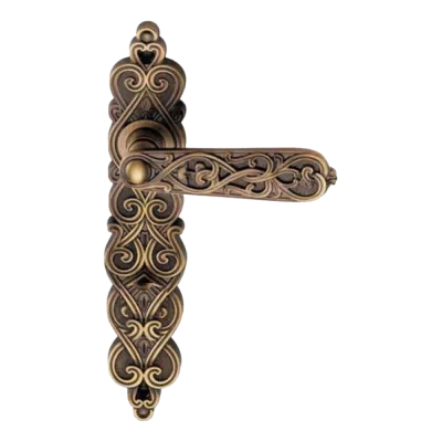Ручки дверные на длинной планке GENESIS проходная ARABESCO ANT. COFFEE (PS), Цвет Кофе античный