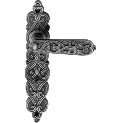 Ручки дверные на длинной планке GENESIS проходная ARABESCO BL. SILVER (PS), Цвет Серебро черненое