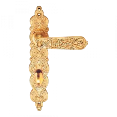 Ручки дверные на длинной планке GENESIS фиксатор WC ARABESCO S. GOLD (OL), Цвет Золото матовое
