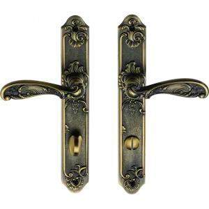 Дверная ручка на планке GENESIS FLOR фиксатор WC античный кофе