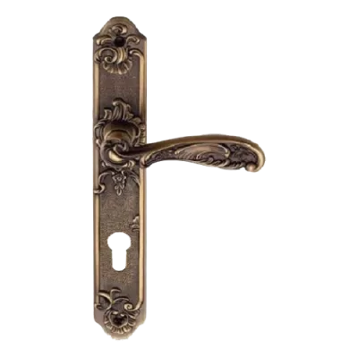 Ручки дверные на длинной планке GENESIS под евроцилиндр FLOR ANT. COFFEE (CL), Цвет Кофе античный