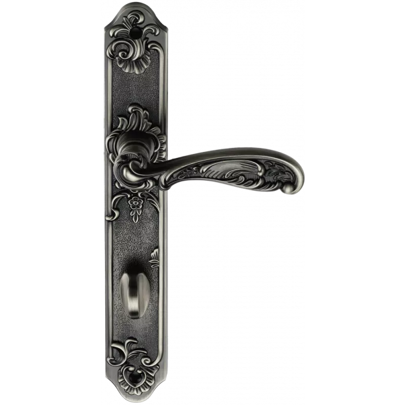 Ручки дверные на длинной планке GENESIS FLOR BL. SILVER (OL), Цвет Серебро черненое