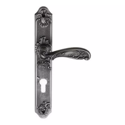 Ручки дверные на длинной планке GENESIS FLOR BL. SILVER (CL), Цвет Серебро черненое