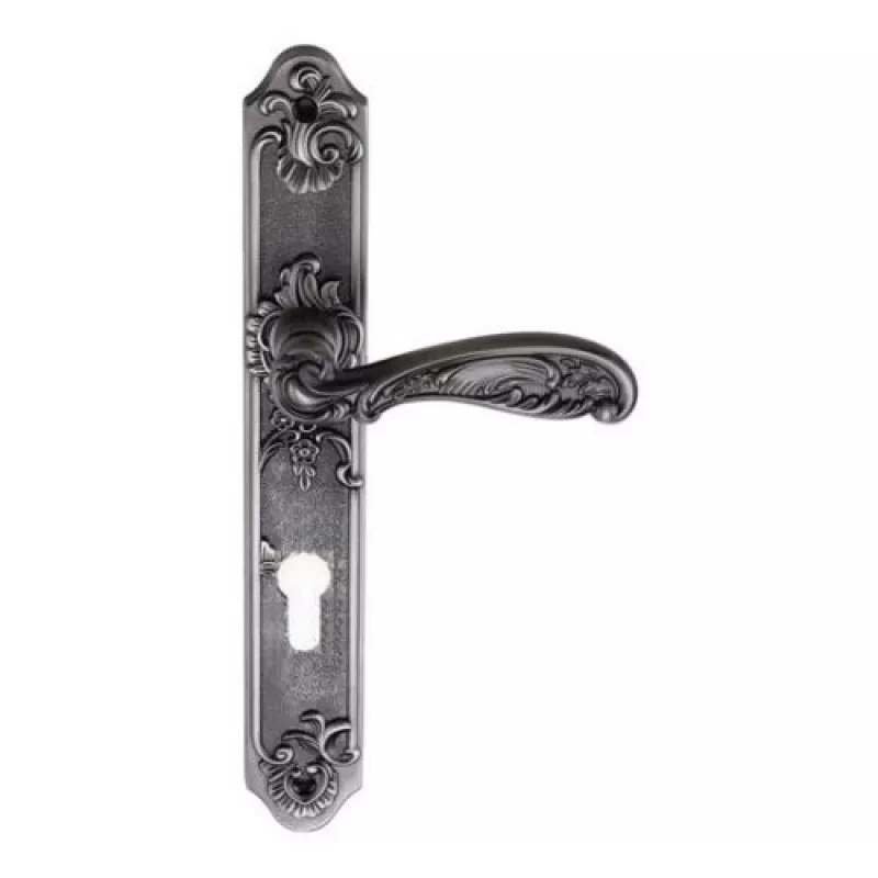 Ручки дверные на длинной планке GENESIS FLOR BL. SILVER (CL), Цвет Серебро черненое