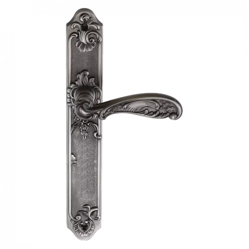 Ручки дверные на длинной планке GENESIS FLOR BL. SILVER (PS), Цвет Серебро черненое