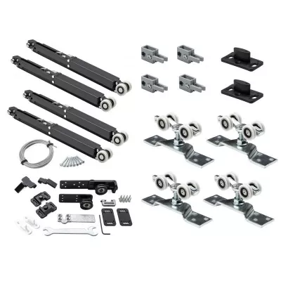 Раздвижная система K.Sistem "SET-80 Telescopic+4 Soft" телескопического открывания 2х дверей до 80 кг + профиль 3м