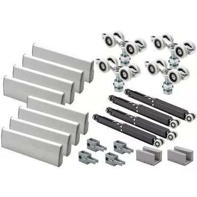 K.Sistem SET-50 GLASS+4 Soft раздвижная система на 2 стеклянное полотно до 50 кг + профиль 3м