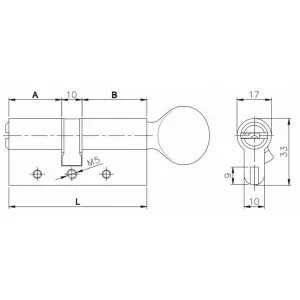 Цилиндровый механизм с вертушкой 164 DBM-E/70 (30+10+30) mm латунь 5 кл.