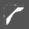 Плинтус потолочный МДФ грунтованный под покраску К 1.97.20 Ликорн 69х69 мм