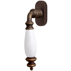 Оконная ручка 0473 Античная бронза + керамика белая