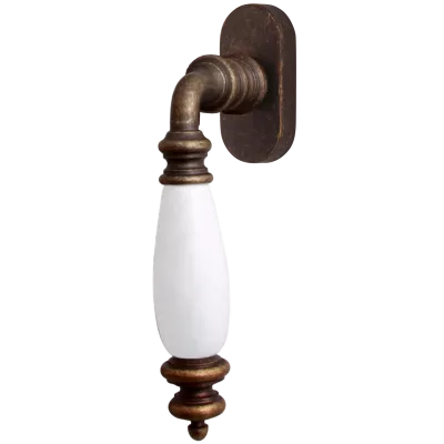 ручки оконные MELODIA Оконная ручка 0473 Античная бронза + керамика белая