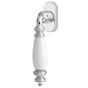 Оконная ручка 0473 Полированный хром + керамика белая