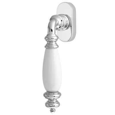 ручки оконные MELODIA Оконная ручка 0473 Полированный хром + керамика белая