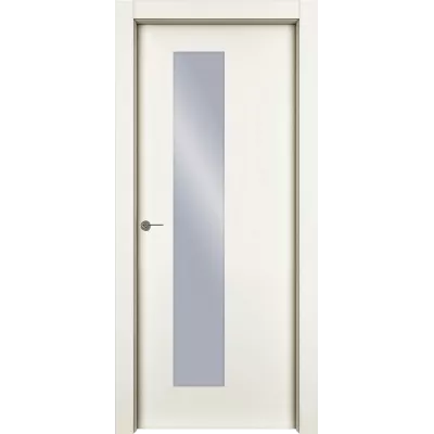 Дверь Офрам 1001 со стеклом, эмаль кремовая RAL 9001