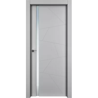 Дверь Офрам БЕРГЕН стекло белый триплекс, эмаль серая