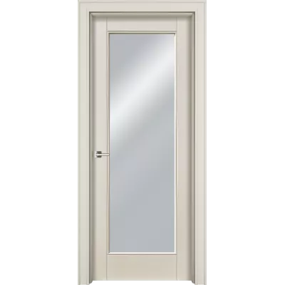 Дверь Офрам ДЕЛЬТА со стеклом, эмаль кремовая RAL 9001