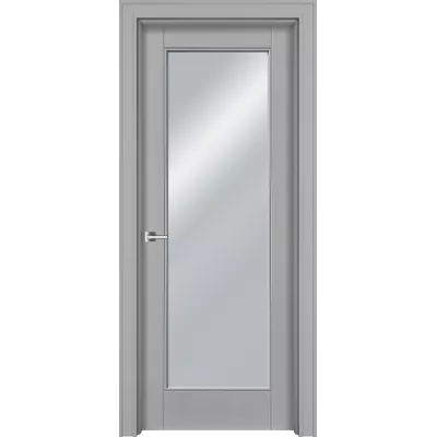Дверь Офрам ДЕЛЬТА со стеклом, эмаль серая