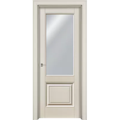 Дверь Офрам ДЕЛЬТА-2 со стеклом, эмаль кремовая RAL 9001
