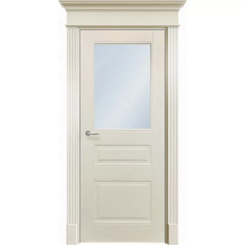 Дверь Офрам ОРТОНА-3 со стеклом, эмаль кремовая RAL 9001