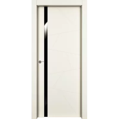 Дверь Офрам БЕРГЕН стекло черный триплекс, эмаль кремовая RAL 9001
