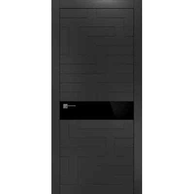 Дверь Офрам ЛАБИРИНТ со стеклом, эмаль черная