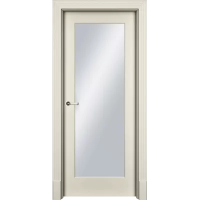Дверь Офрам НАФТА со стеклом, эмаль кремовая RAL 9001