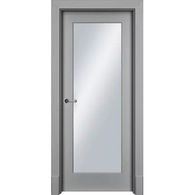 Дверь Офрам НАФТА со стеклом, эмаль серая