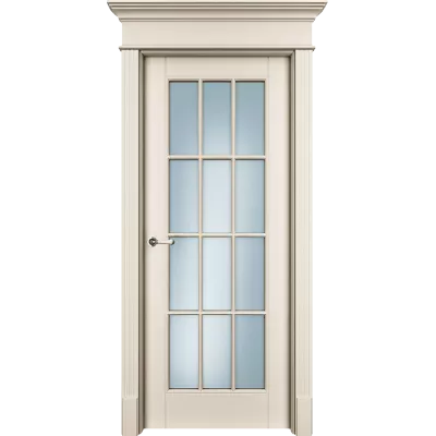 Дверь Офрам ОКСФОРД со стеклом, эмаль кремовая RAL 9001