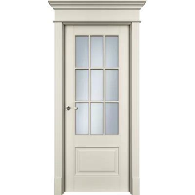 Дверь Офрам ОКСФОРД-2 со стеклом, эмаль кремовая RAL 9001