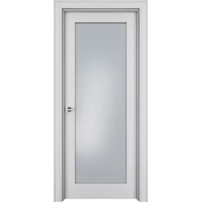 Дверь Офрам ПАСПАРТУ со стеклом, эмаль белая