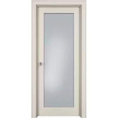 Дверь Офрам ПАСПАРТУ со стеклом, эмаль кремовая RAL 9001