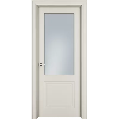 Дверь Офрам ПАСПАРТУ-2 со стеклом, эмаль кремовая RAL 9001