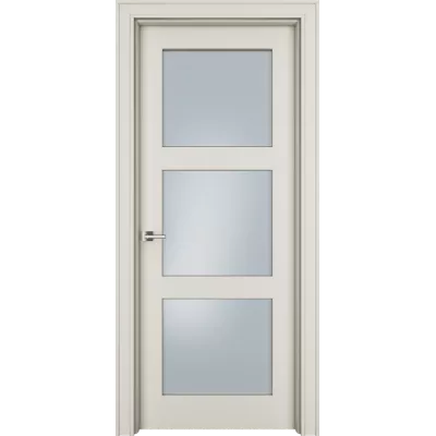 Дверь Офрам ПАСПАРТУ-33 со стеклом, эмаль кремовая RAL 9001