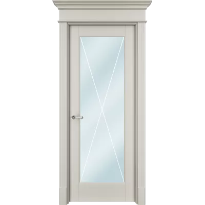 Дверь Офрам ТАНЖЕР Х со стеклом, эмаль кремовая RAL 9001