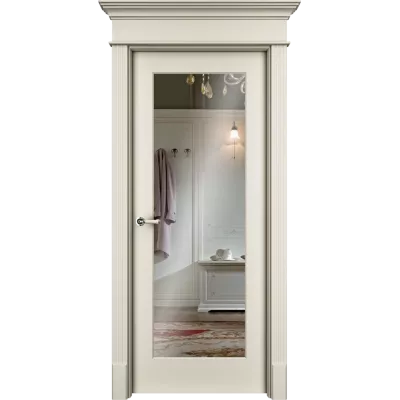 Дверь Офрам НАФТА-Z с зеркалом, эмаль кремовая RAL 9001