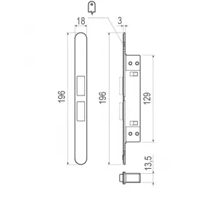 Замок магнитный AGB TOUCH 18х196mm (регулируемый), cерый RAL 7036