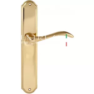 Дверная ручка AGATA (Агата) 310 на планке PL01 полированная латунь F01 без доп. запирания PASS